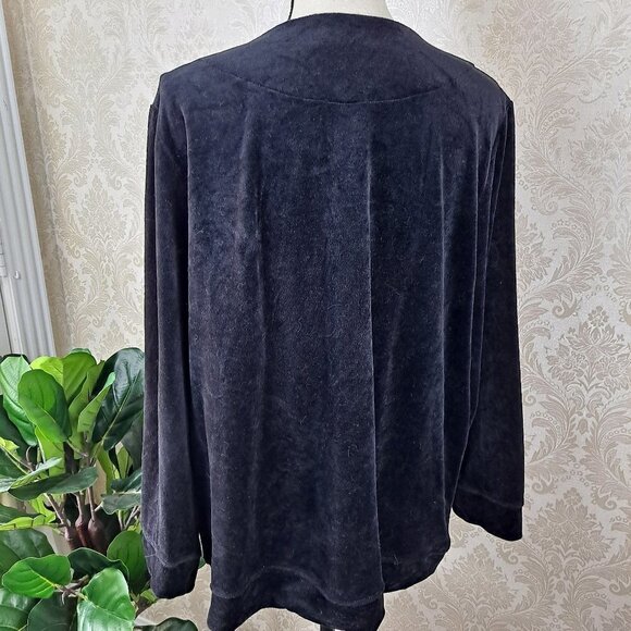 Liz & Me Sport Size 0X 16W Black Veloour Zip Jacket Bead/Pearl Embellishment EUC - Picture 7 of 11